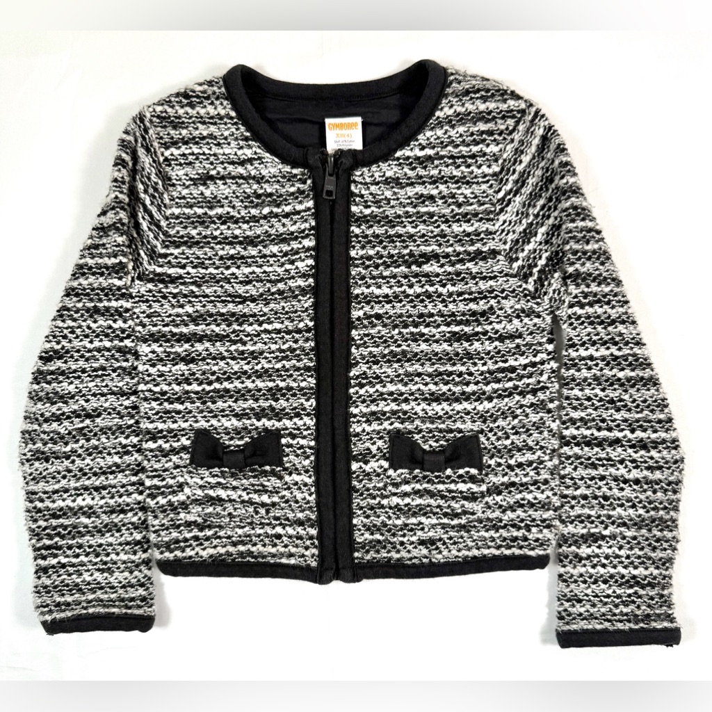Gymboree Girls Zip Front Tweed Cardigan Jacket Xs 4 Classic Chic Preppy